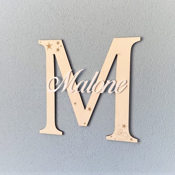 Lettre prénom mural << étoiles et ourson >> – Image 2