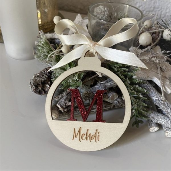 Boule de noël ouverte - Lettre et prénom 2 – Image 3