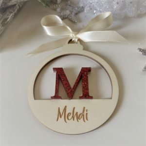 Boule de noël ouverte - Lettre et prénom 2