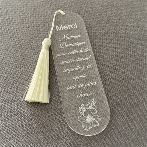 Marque page plexi "fin d'année scolaire"