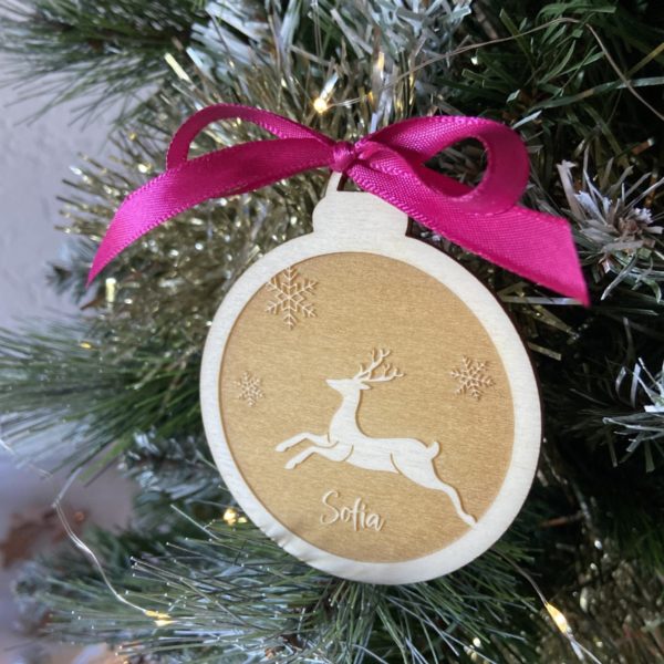 Boule de Noël gravée "Renne" – Image 3