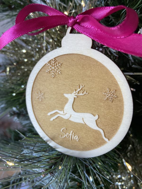 Boule de Noël gravée "Renne" – Image 2