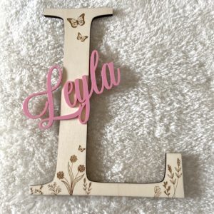 Lettre-Prénom "Fleurs et papillons"