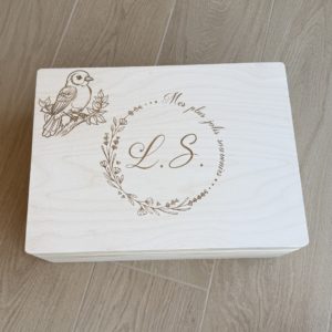 Grande boîte en bois "Oiseau"