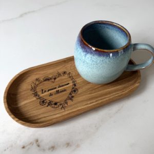 Tasse avec plateau en bois "Coeur"